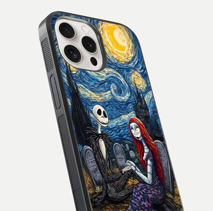 Eternal Night Love Glass Case for iPhone 15 Pro Max close-up highlighting stars and reflection glow