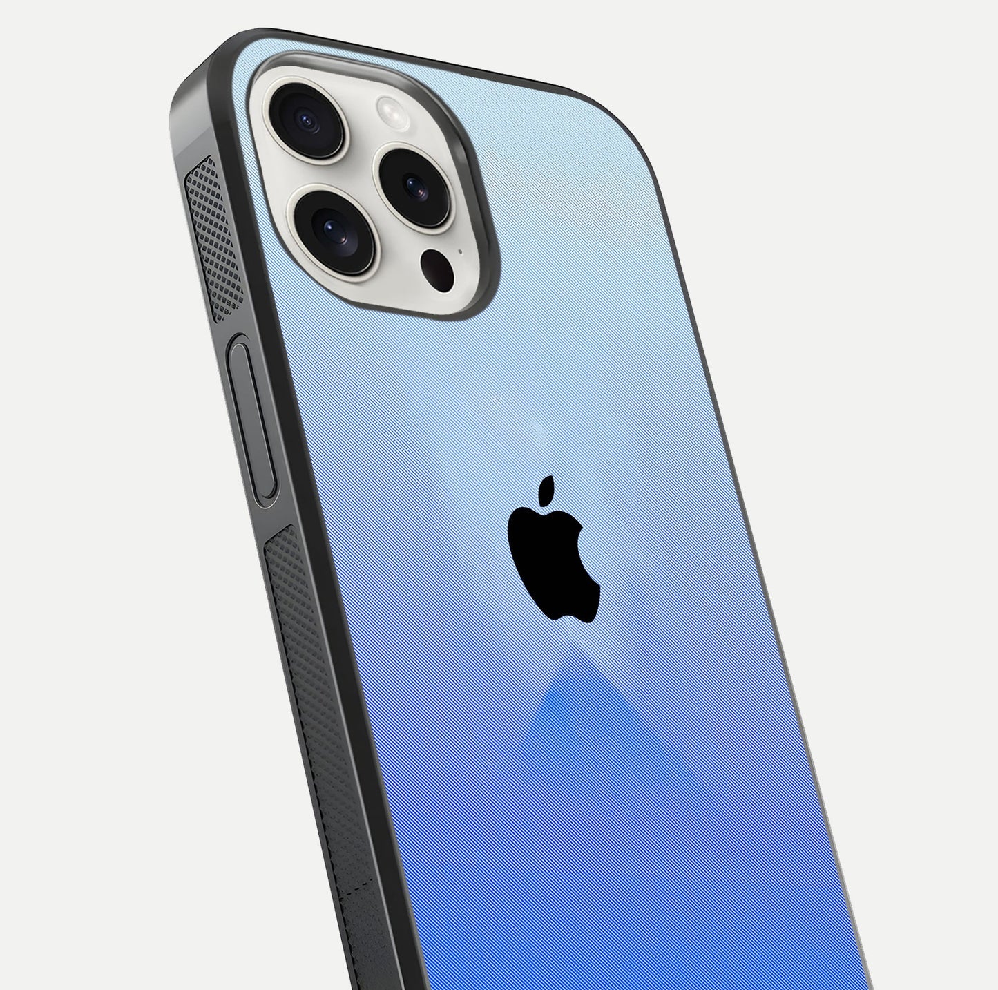 Gradient Apple Vibe Glass Case for iPhone 15 Pro Max close-up angled shot showing color transition and reflection brightness