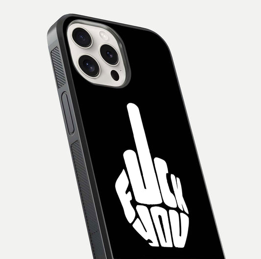 Rebel Mode On Glass Case for iPhone 15 Pro Max close-up angled shot highlighting reflective text and sharp design