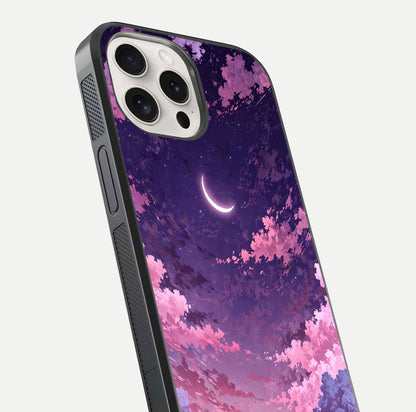 Sky Drift Clouds Glass Case for iPhone 15 Pro Max close-up angled shot highlighting cloud texture and reflection