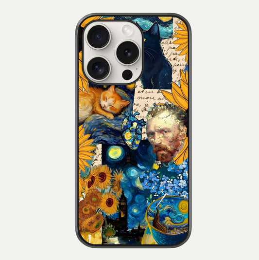 Sunflower Cat Art Glass Case For iPhone 15 Pro Max by Custom World