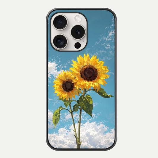 Sunflower Sky Bloom Glass Case For iPhone 15 Pro Max by Custom World