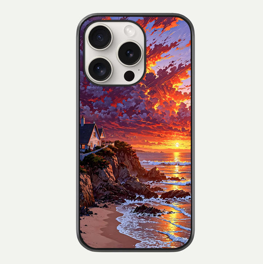 Sunset House By Sea Glass Case For iPhone 15 Pro Max by Custom World