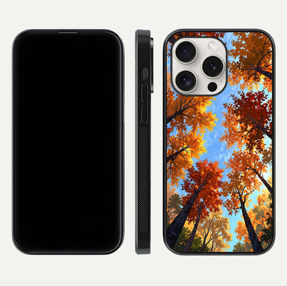 Autumn Sky Rise Glass Case for iPhone 15 Pro Max front and back layout showing sky print and edge smoothness