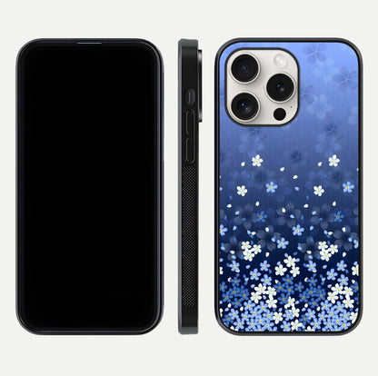 Blue Starry Glass Case for iPhone 15 Pro Max dual-view layout showing star spread and smooth edge shine