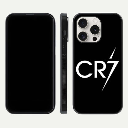 CR7 Elite Strike Glass Case for iPhone 15 Pro Max dual-view layout showing sport tones and edge clarity
