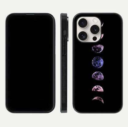 Crimson All Planets Glass Case for iPhone 15 Pro Max dual-view layout displaying crimson tones and curved edges