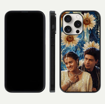 Eternal Love Story Glass Case for iPhone 15 Pro Max dual-view layout displaying soft hues and smooth glass