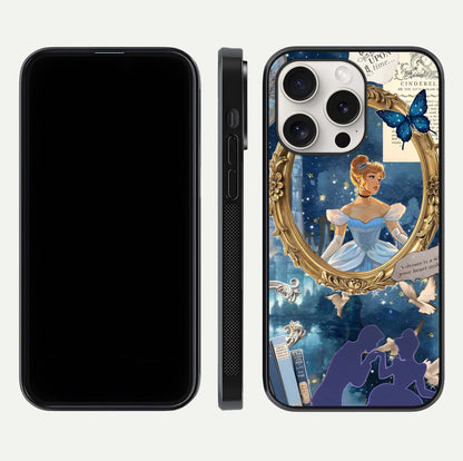 Midnight Queen Glass Case for iPhone 15 Pro Max front & back layout displaying regal tones and smooth edges