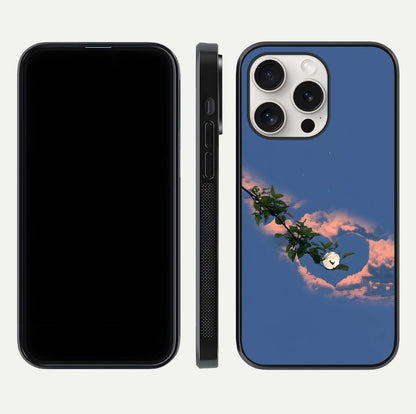 Sky Under Tree Glass Case for iPhone 15 Pro Max front & back layout showing sky tones and curved glass edge