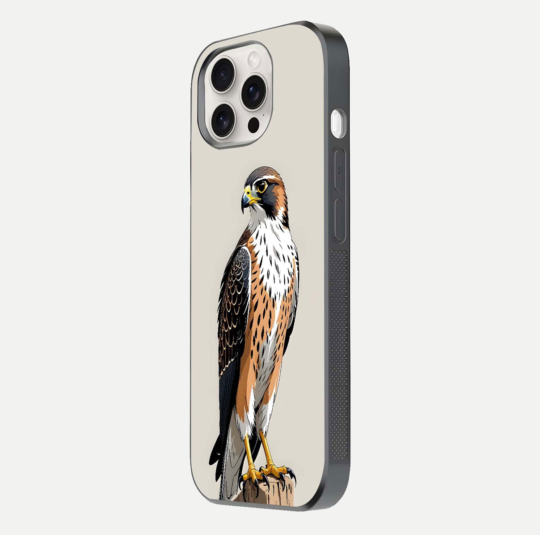 Clever Eagle Glass Case for iPhone 15 Pro Max side-angle photo capturing edge polish and shine reflection
