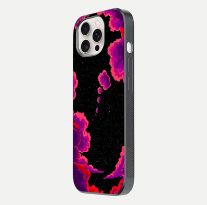 Galaxy Dream Frame Glass Case for iPhone 15 Pro Max side-angle image showing reflection light and premium finish