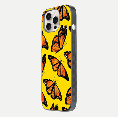 Golden Wing Flight Glass Case for iPhone 15 Pro Max side-angle image showing polished surface and golden gradient