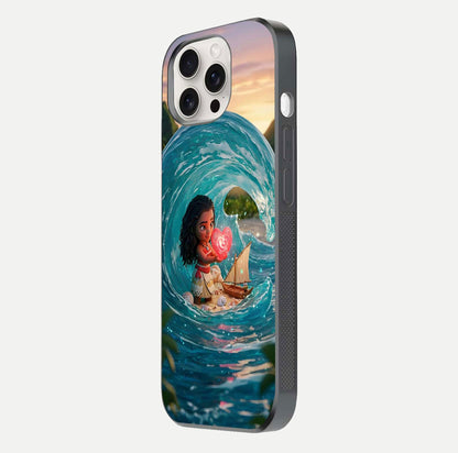 Heart of Ocean Glass Case for iPhone 15 Pro Max side-angle image showing reflection clarity and deep ocean texture