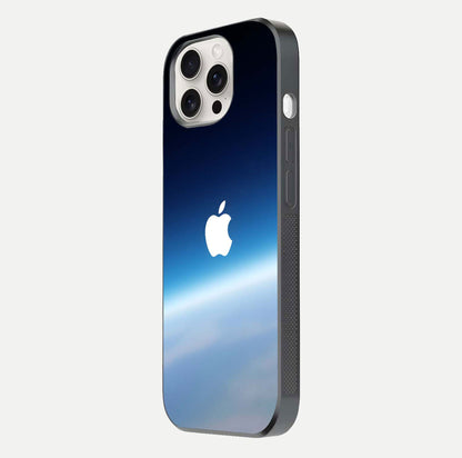 Minimal Apple Sky Glass Case for iPhone 15 Pro Max side-angle image showing smooth reflection and gentle sky tone