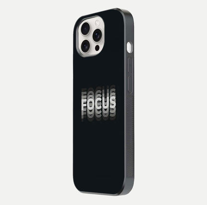 Mono Focus Vision Glass Case for iPhone 15 Pro Max side-angle image showing smooth reflection and minimal tones
