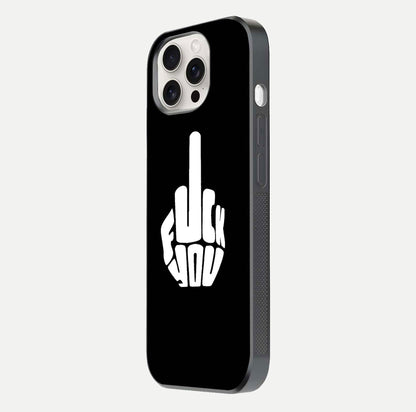 Rebel Mode On Glass Case for iPhone 15 Pro Max side-angle image showing reflection, edge detail, and text clarity