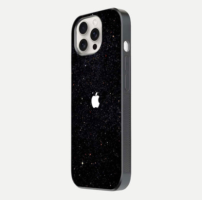Starry Apple Galaxy Glass Case for iPhone 15 Pro Max side-angle image showing gloss and star pattern detail