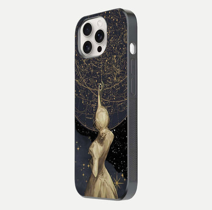 Taylor Swift Girl Glass Case for iPhone 15 Pro Max side-angle image showing glossy surface and color tone