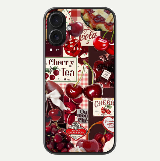 Aesthetic Cherry Tea Glass Case For iPhone 16 by Custom World