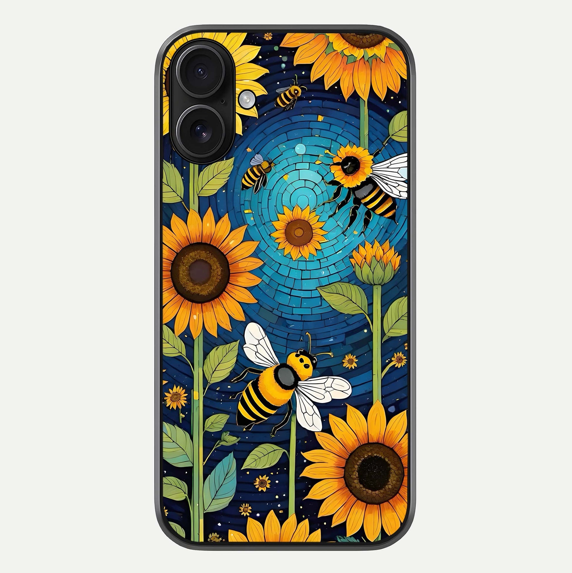 Bees & Sunflowers Glass Case For iPhone 16 by Custom World