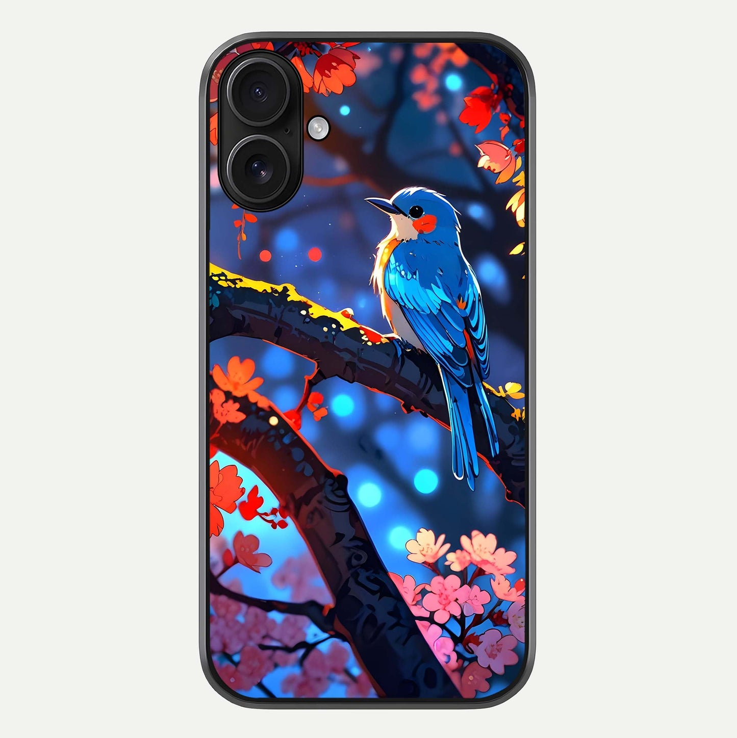 Blooming Spendor Bird Glass Case For iPhone 16 by Custom World