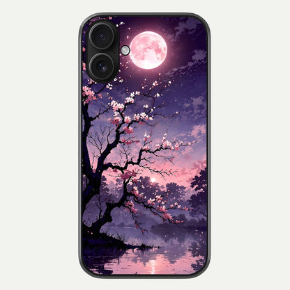 Blossom Pink Moon Glass Case For iPhone 16 by Custom World