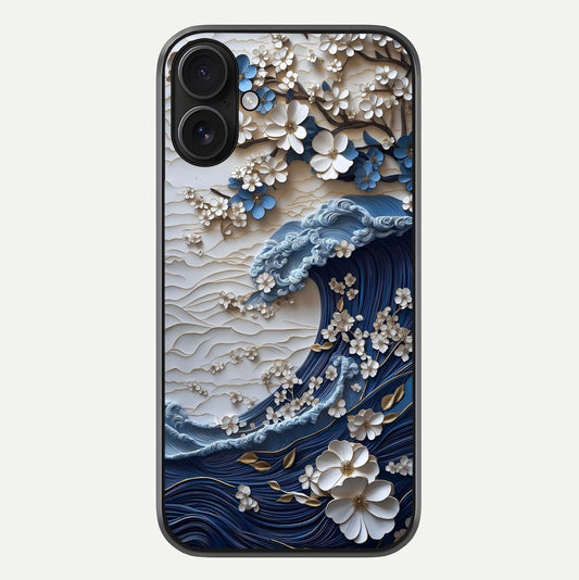 Blossom Wave Art Glass Case For iPhone 16 by Custom World