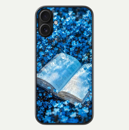 Blue Bloom Tales Glass Case For iPhone 16 by Custom World