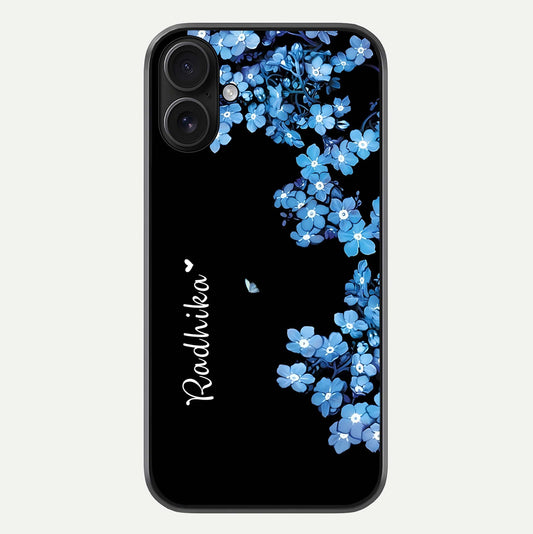 Blue Petal Dream Custom Name Glass Case For iPhone 16 by Custom World
