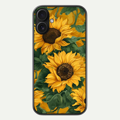 Bright Sunflower Bloom Glass Case For iPhone 16 by Custom World