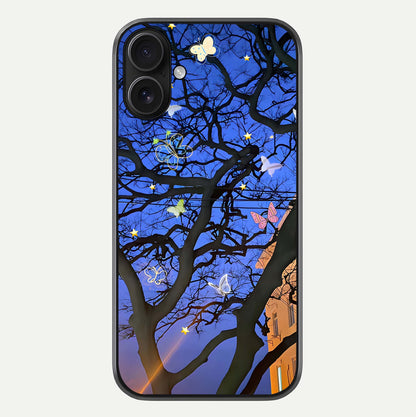 Butterfly Night Magic Glass Case For iPhone 16 by Custom World
