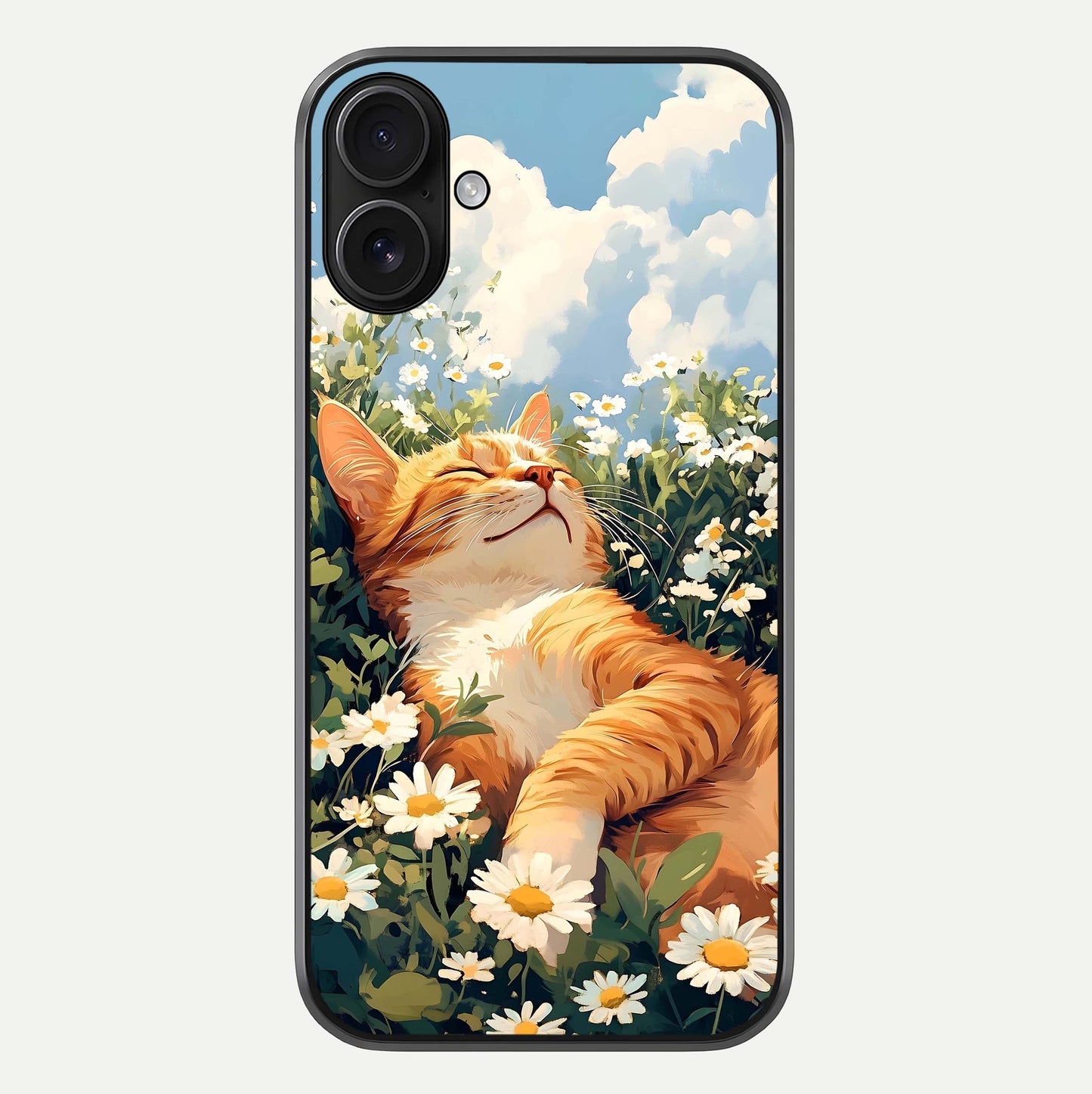 Cat & Flowers View Glass Case For iPhone 16 by Custom World
