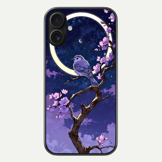 Celestial Bird Blossom Glass Case For iPhone 16 by Custom World