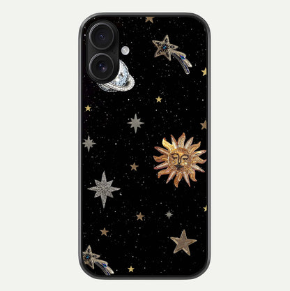 Celestial Moon With Stars Glass Case For iPhone 16 by Custom World