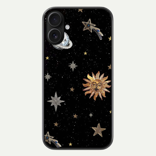 Celestial Moon With Stars Glass Case For iPhone 16 by Custom World