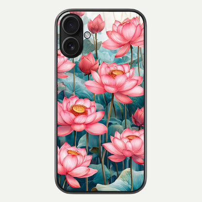 Celestial Pink Lotus Glass Case For iPhone 16 by Custom World