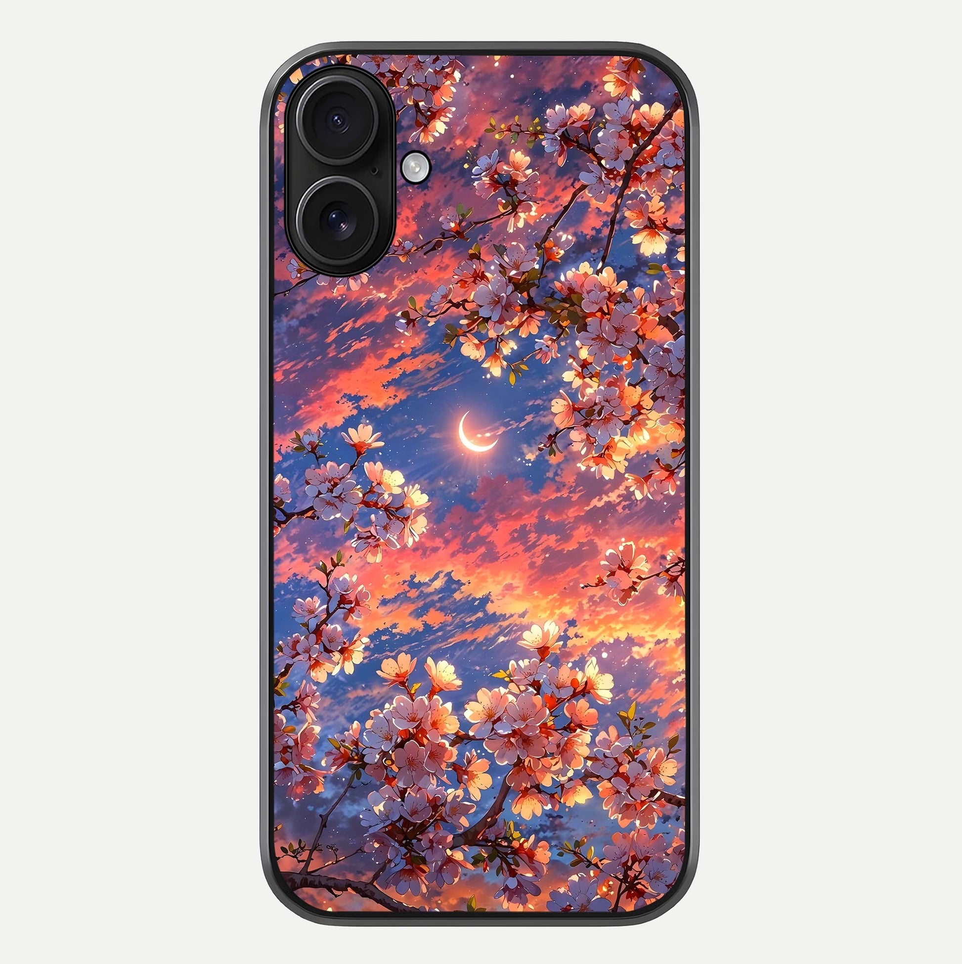 Celestial Sakura Sunset Glass Case For iPhone 16 by Custom World