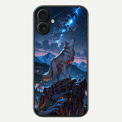 Celestial Wolf Howl Glass Case For iPhone 16 by Custom World
