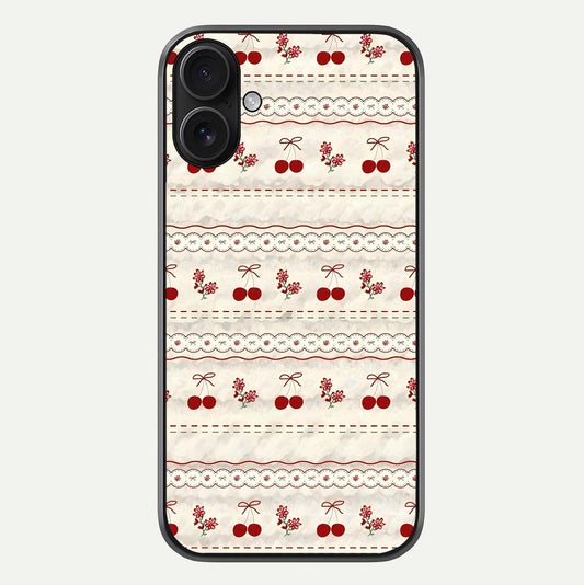 Cherry Bloom Charm Glass Case For iPhone 16 by Custom World