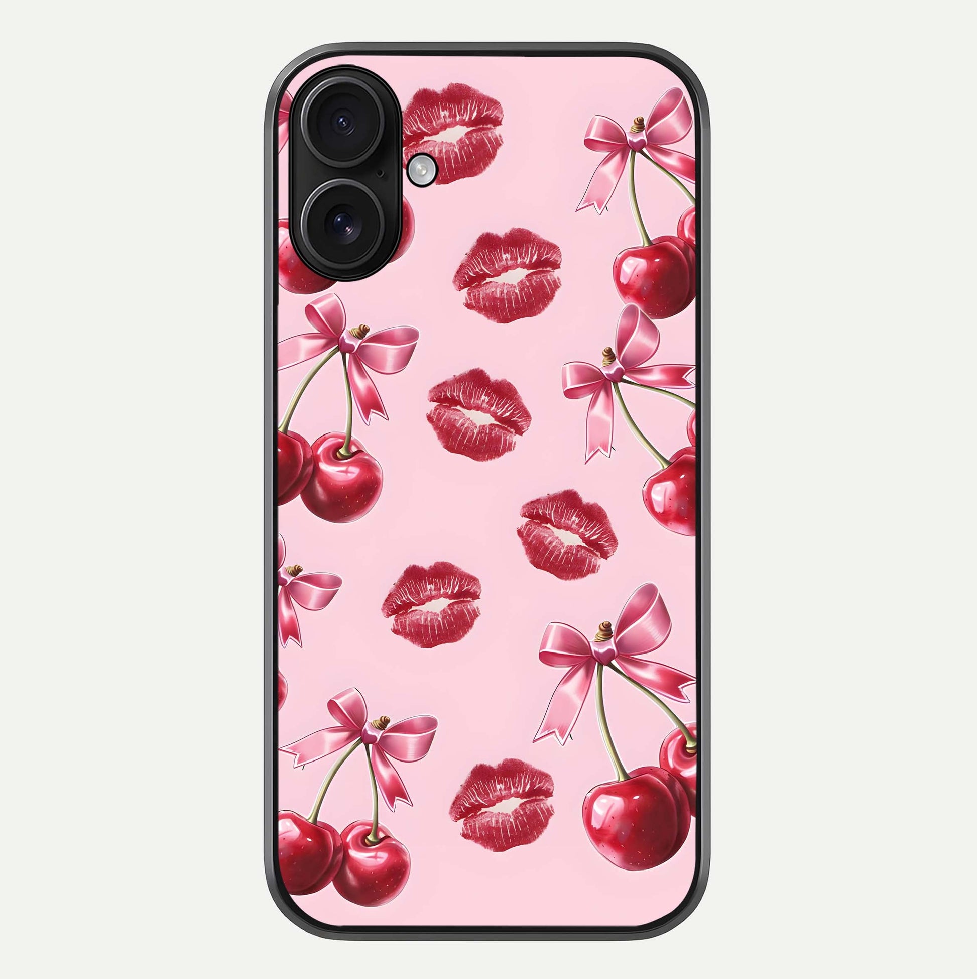 Cherry With Lips Glass Case For iPhone 16 by Custom World