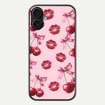 Cherry With Lips Glass Case For iPhone 16 by Custom World