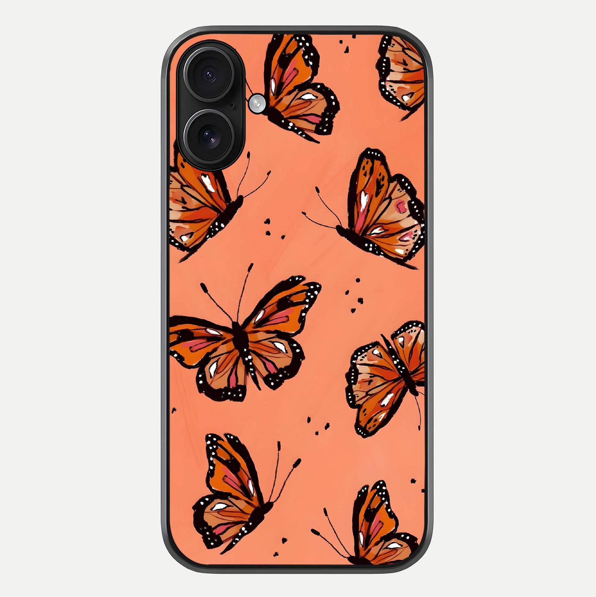 Coral Wing Butterfly Glass Case For iPhone 16 by Custom World
