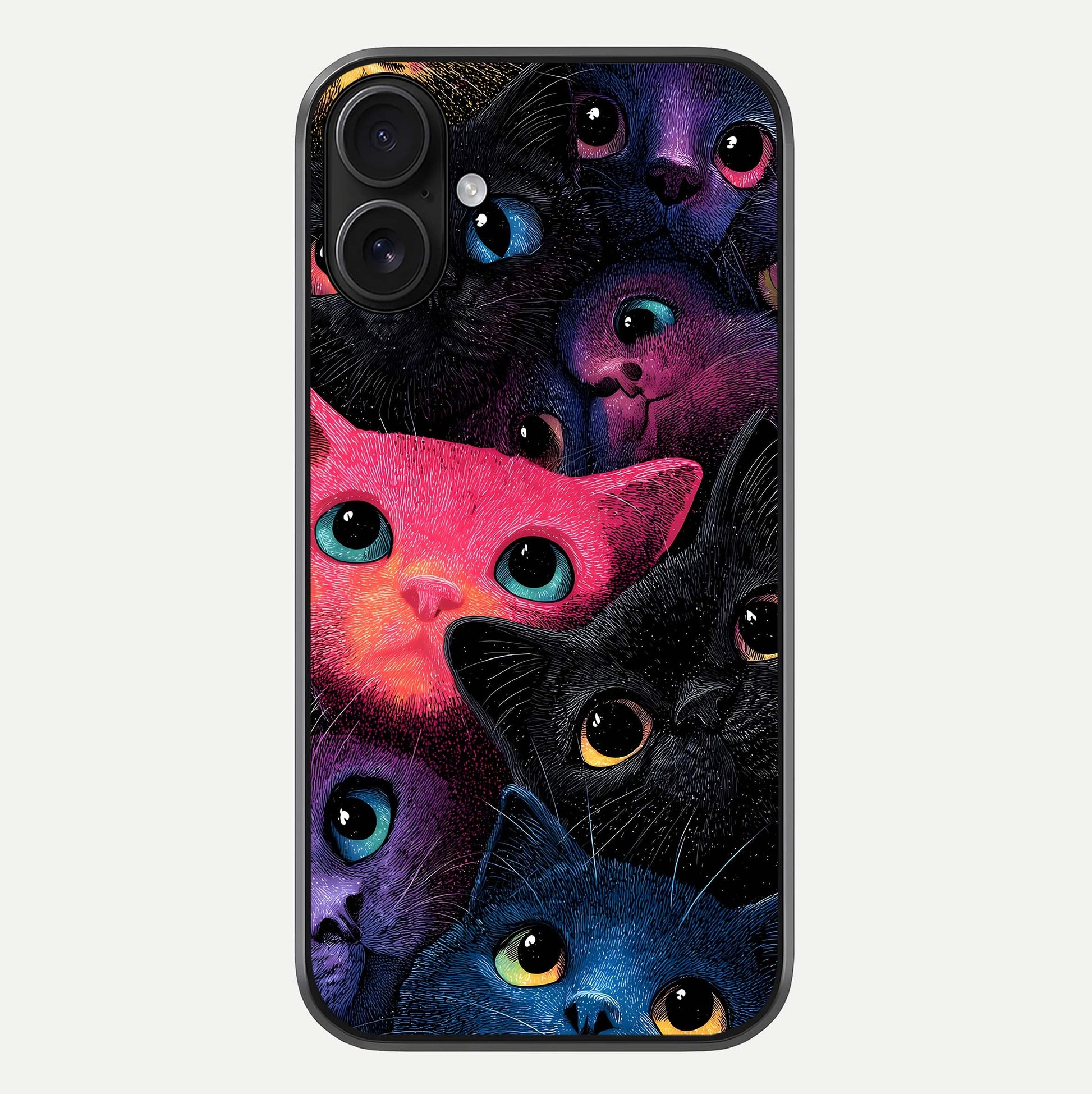 Cosmic Cats Dreams Glass Case For iPhone 16 by Custom World
