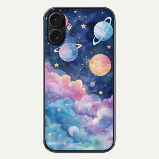 Cosmic Planet Dreams Glass Case For iPhone 16 by Custom World