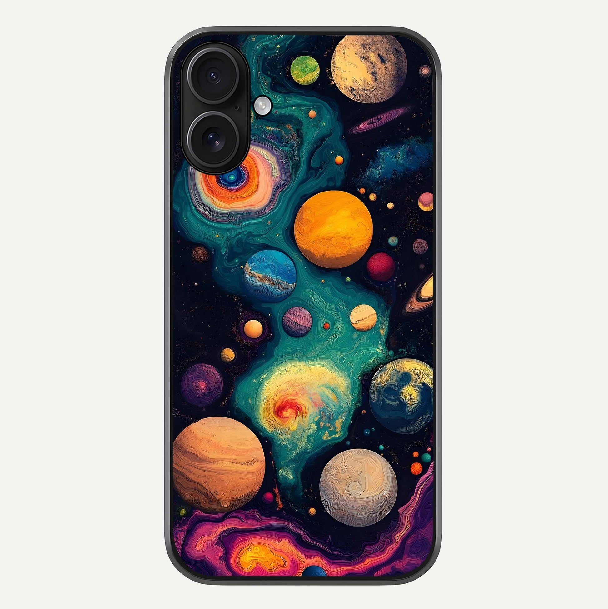 Cosmic Planet Journey Glass Case For iPhone 16 by Custom World