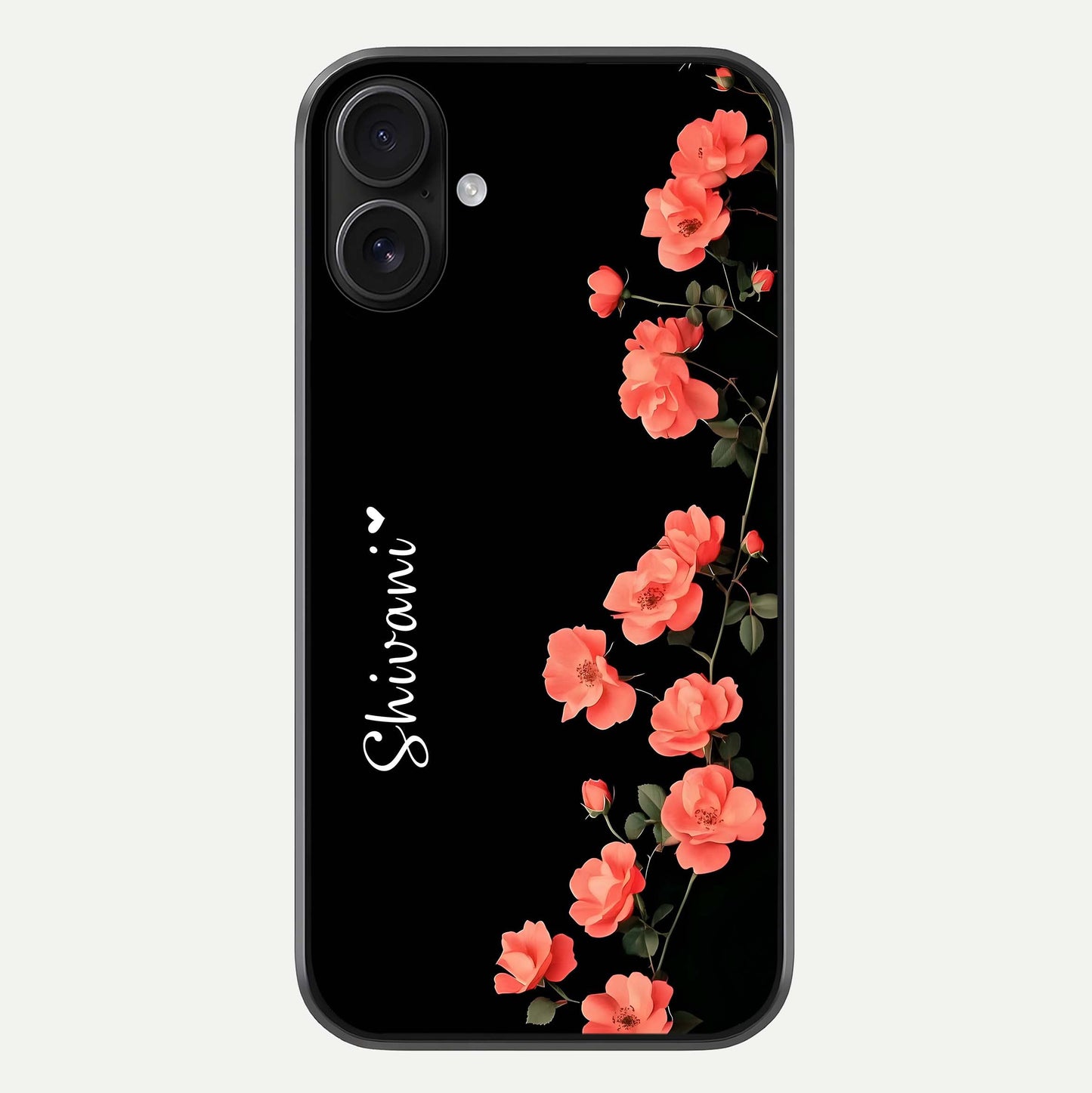 Crimson Bloom Grace Custom Name Glass Case For iPhone 16 by Custom World