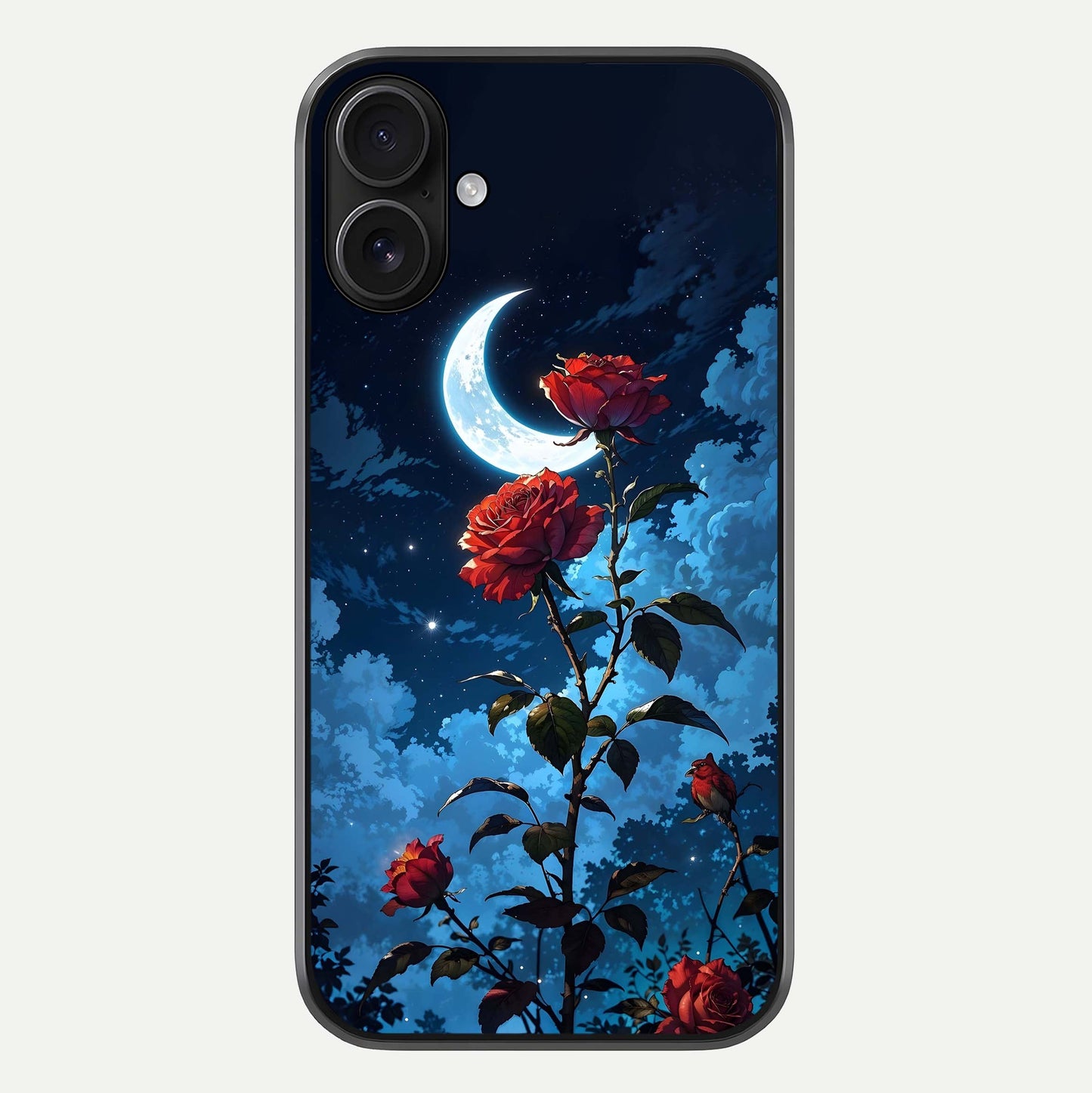 Crimson Rose Moon Glass Case For iPhone 16 by Custom World