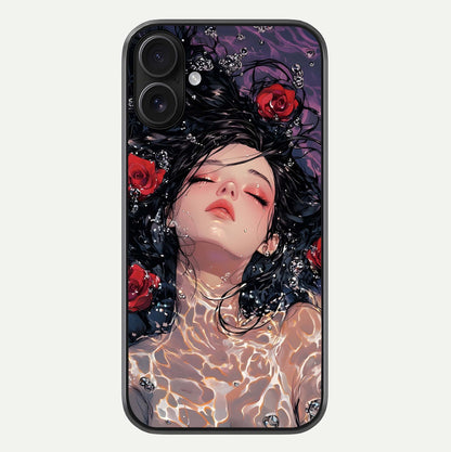 Crimson Rose Serenity Glass Case For iPhone 16 by Custom World