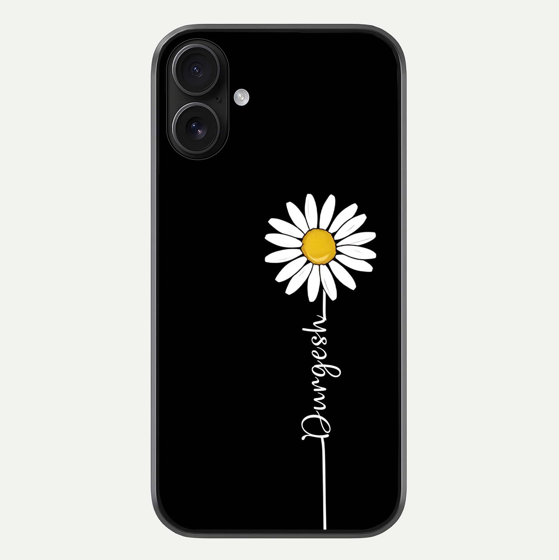 Custom Name White Flower Glass Case For iPhone 16 by Custom World